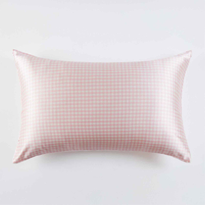 New Printed pink gingham silk pillowcase