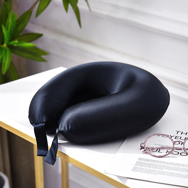 Custom U-shape Mulberry Silk Neck Pillow for Travel