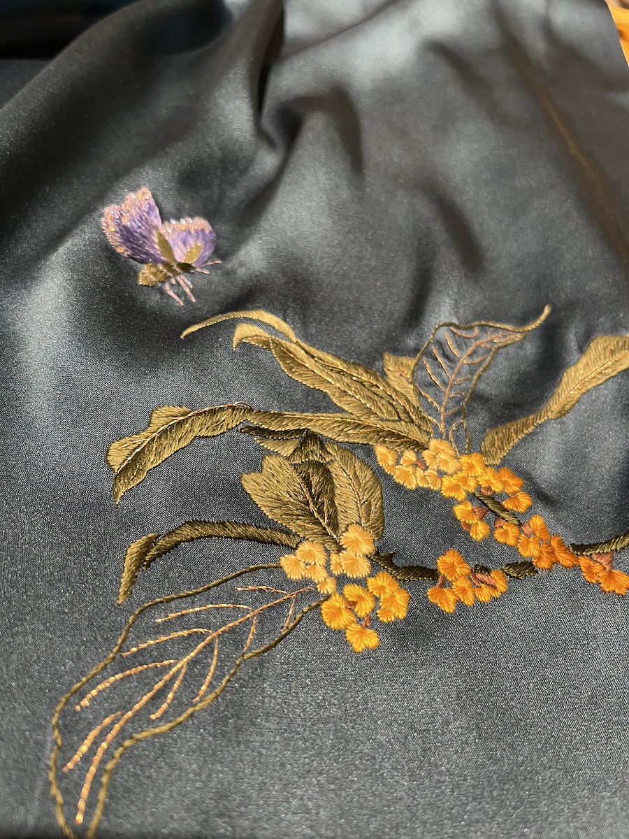 Hand Embroidered Silk Scarf