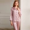 V Neck Long Classic Silk Pajamas Set 