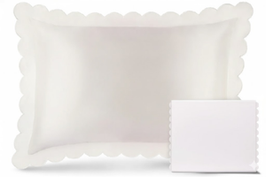 Scalloped Silk Pillowcase Set | Luxury Mulberry Scalloped Pillow cases | Taihu Snow