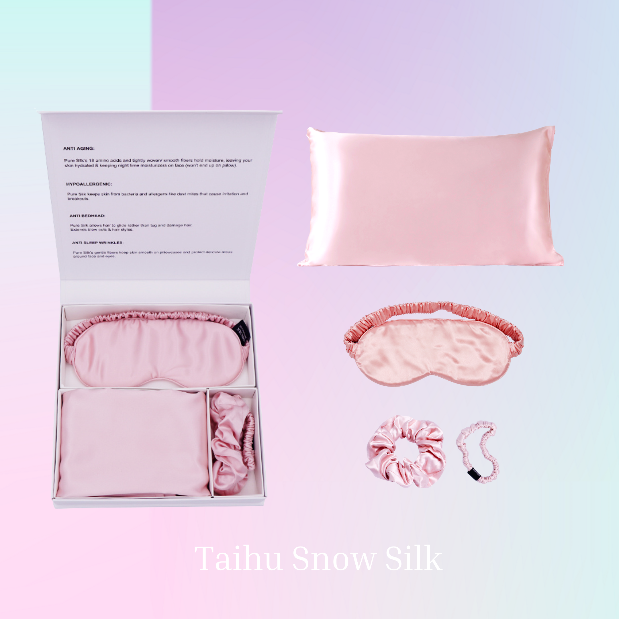 Hot Sale 19mm Mulberry Silk Gift Set-- Silk Pillowcase/ Eye Mask/ Scrunchy